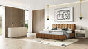 Harris + Roma - Modern Brown Fabric + Faux Travertine 4-Piece Bedroom Set