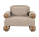 Odette - Modern Beige Fabric + White Burl Loveseat Sofa