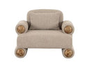 Odette - Modern Beige Fabric + White Burl Accent Chair