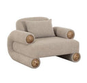 Odette - Modern Beige Fabric + White Burl Loveseat Sofa
