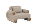 Odette - Modern Beige Fabric + White Burl Accent Chair