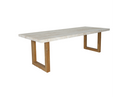 Cascais - Outdoor Grey + Faux Travertine + Eucalyptus Dining Table Set