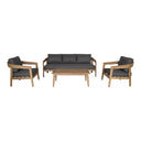 Sintra - Outdoor Grey Fabric + Eucalyptus Sofa Set