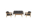 Sintra - Outdoor Grey Fabric + Eucalyptus Sofa Set