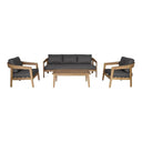 Sintra - Outdoor Grey Fabric + Eucalyptus Sofa Set
