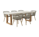 Cascais - Outdoor Light Grey Fabric + Eucalyptus Dining Chair (Set of 2)