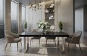 Skyline + Cora - Modern Black Crocodile + Grey Fabric & Leatherette Dining Set