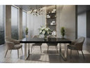 Skyline + Cora - Modern Black Crocodile + Grey Fabric & Leatherette Dining Set