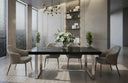 Skyline + Cora - Modern Black Crocodile + Grey Fabric & Leatherette Dining Set