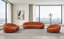 Yolonda - Modern Curved Orange Fabric Loveseat