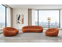 Yolonda - Modern Curved Orange Fabric Sofa Set