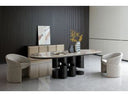 Finsbury - Modern Ceramic + Dark Grey Brass Oval Dining Table