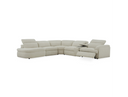 Ambler - Modern Off-White Fabric Sectional Sofa w/ 2 Power Recliners Left Facing Chaise