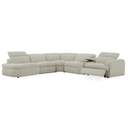 Ambler - Modern Off-White Fabric Sectional Sofa w/ 2 Power Recliners Left Facing Chaise