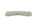 Ambler - Modern Off-White Fabric Sectional Sofa w/ 2 Power Recliners Left Facing Chaise