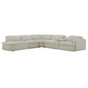 Ambler - Modern Off-White Fabric Sectional Sofa w/ 2 Power Recliners Left Facing Chaise