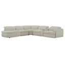 Ambler - Modern Off-White Fabric Sectional Sofa w/ 2 Power Recliners Left Facing Chaise