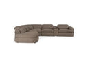 Ambler - Modern Brown Fabric Sectional Sofa w/ 2 Power Recliners Left Facing Chaise
