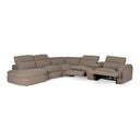 Ambler - Modern Brown Fabric Sectional Sofa w/ 2 Power Recliners Left Facing Chaise