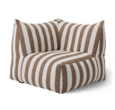 Lanuza - Outdoor Brown + White Stripe Fabric Ottoman