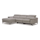 Meidas - Modern Light Grey Leather Sectional Sofa + 2 Recliners - Left Facing Chaise