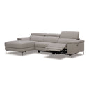 Meidas - Modern Light Grey Leather Sectional Sofa + 2 Recliners - Left Facing Chaise