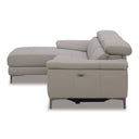 Meidas - Modern Light Grey Leather Sectional Sofa + 2 Recliners - Left Facing Chaise