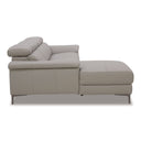 Meidas - Modern Light Grey Leather Sectional Sofa + 2 Recliners - Left Facing Chaise