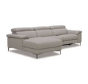 Meidas - Modern Light Grey Leather Sectional Sofa + 2 Recliners - Right Facing Chaise