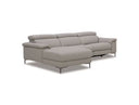 Meidas - Modern Light Grey Leather Sectional Sofa + 2 Recliners - Left Facing Chaise