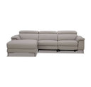 Meidas - Modern Light Grey Leather Sectional Sofa + 2 Recliners - Right Facing Chaise