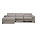 Meidas - Modern Light Grey Leather Sectional Sofa + 2 Recliners - Left Facing Chaise