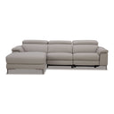 Meidas - Modern Light Grey Leather Sectional Sofa + 2 Recliners - Left Facing Chaise