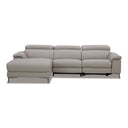 Meidas - Modern Light Grey Leather Sectional Sofa + 2 Recliners - Left Facing Chaise