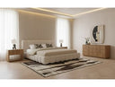 Harris + Roma - Modern Off-White Fabric + Oak 4-Piece Bedroom Set