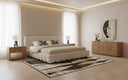 Harris + Roma - Modern Off-White Fabric + Oak 4-Piece Bedroom Set