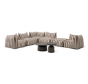 Lanuza - Outdoor Brown + White Stripe Fabric Modular Corner Sofa Seat
