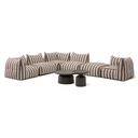 Lanuza - Outdoor Brown + White Stripe Fabric 8-Piece Modular Sectional Sofa Set