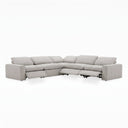 Nouveau Corinth - Modern Grey Fabric Sectional Sofa with 3 Power Recliners & Headrests