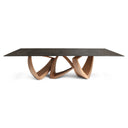 Nouveau Dollemore - Modern Brown Wave Glass + Walnut Dining Table