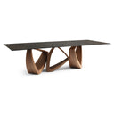 Nouveau Dollemore - Modern Brown Wave Glass + Walnut Dining Table