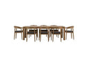 Evora + Sintra - Outdoor Eucalyptus + Grey Olefin 9-Piece Dining Set