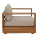 Nouveau Santorini - Outdoor Light Brown Olefin Fabric + Natural Teak Lounge Chair
