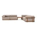 Saint Croix - Outdoor Light Brown Olefin Fabric + Teak 6-Piece Modular Sofa Set
