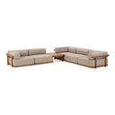Saint Croix - Outdoor Light Brown Olefin Fabric + Teak 6-Piece Modular Sofa Set, view 2