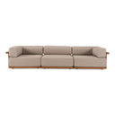 Saint Croix - Outdoor Light Brown Olefin Fabric + Teak 3-Piece Modular Sofa Set