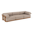 Saint Croix - Outdoor Light Brown Olefin Fabric + Teak 3-Piece Modular Sofa Set, view 2
