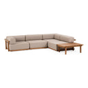 Saint Croix - Outdoor Light Brown Olefin Fabric + Teak 5-Piece Modular Sofa Set, view 2