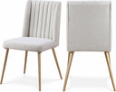 Eleanor Linen Textured Fabric Upholstered Dining Chair - Cream