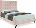 Elly Velvet Upholstered Bed - Pink